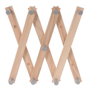 Excellent Houseware Kinderkamer deurhanger/kapstok verstelbaar - 9 grijze haakjes - hout - 60 x 12 cm -