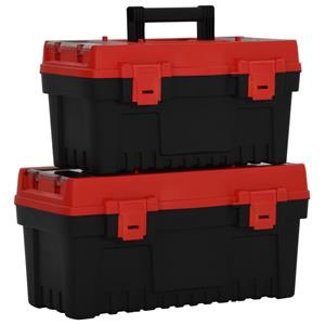 vidaXL 2-tlg. Werkzeugbox-Set Schwarz und Rot Polypropylen 