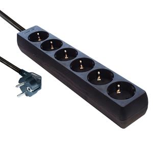 Maxtrack 6-voudige stekkerdoos schuko met 5m kabel Zwart