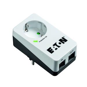 Eaton Steckdosen Schalter mit Telefonstecker und Überspannungsschutz weiß (PB1TD)