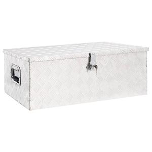 vidaxl Opbergbox 90x47x33,5 cm aluminium zilverkleurig
