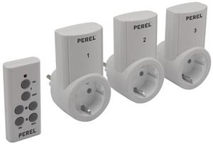 Perel Set tussenstekkers met afstandsbediening  7500-3N2-G