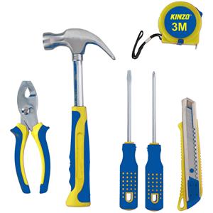 kinzo Haushalts Werkzeug Set 6-teilig Hammer Zange Messer Maßband