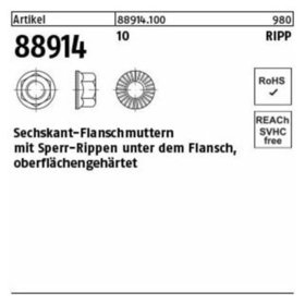 Sonstige Sechskant-Flanschmuttern ART 88914 Klasse 10 mit Sperr-Rippen M16 S