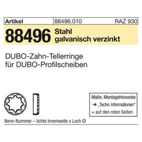Sonstige DUBO-Zahntellerringe ART 88496 Stahl galv. verzinkt, Typ Nr. 418 gal Zn S