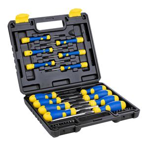 Kinzo Schraubendrehersatz, 32-teilig, mit Koffer, gelb-blau
