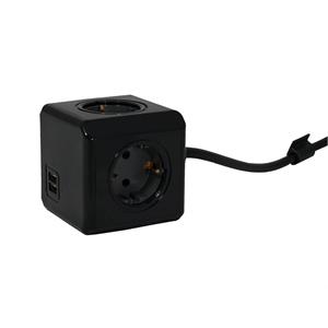 Allocacoc Black Powercube Extended Duo Usb - 1.5m