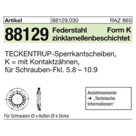 Sonstige ART 88129 TECKENTRUP-Sperrkantscheiben m. Kz. C 60 flZnnc SKK 8 flZnnc S