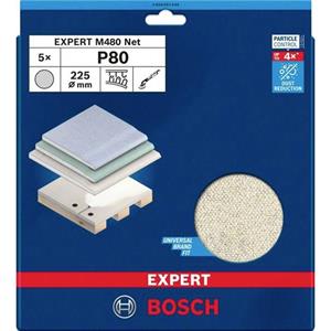 Bosch 2608901636 Schuurnet voor wand- en plafondschuurmachine Korrelgrootte 80 (Ø) 225 mm 5 stuk(s)