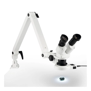 Eschenbach Stereo Mikroskop 10x, 20x Vergrößerung mit LED-Auflicht, Gelenkarm