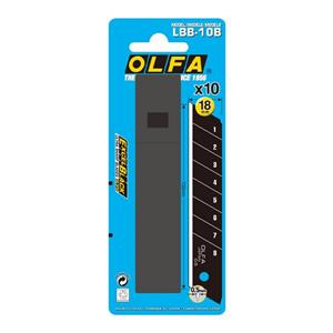 Olfa Messerklinge OLFA LBB 10B 18mm 10 ultrascharf Excel Black Klingen, Kunststoffbox