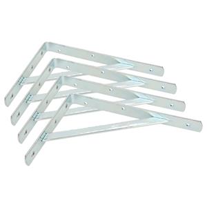 4x stuks plankdragers / planksteunen verzinkt staal met schoor zilver 29,5 x 20,5 cm -
