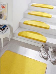 HANSE Home Stufenmatte Fancy, , halbrund, Höhe: 7 mm, Kurzflor,Farbauswahl, 15 Stück,Treppenbelag, Uni, Farbliche Kettelung