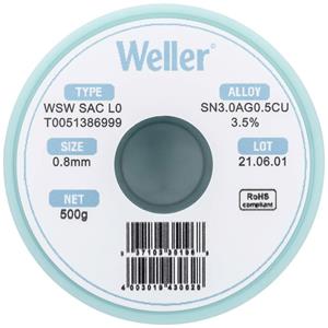 Weller WSW SAC L0 Soldeertin, loodvrij Spoel Sn3,0Ag0,5Cu 500 g 0.8 mm