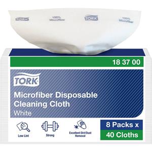 TORK Mikrofaser Einweg Reinigungstücher Weiß mit blauem Druck 183700