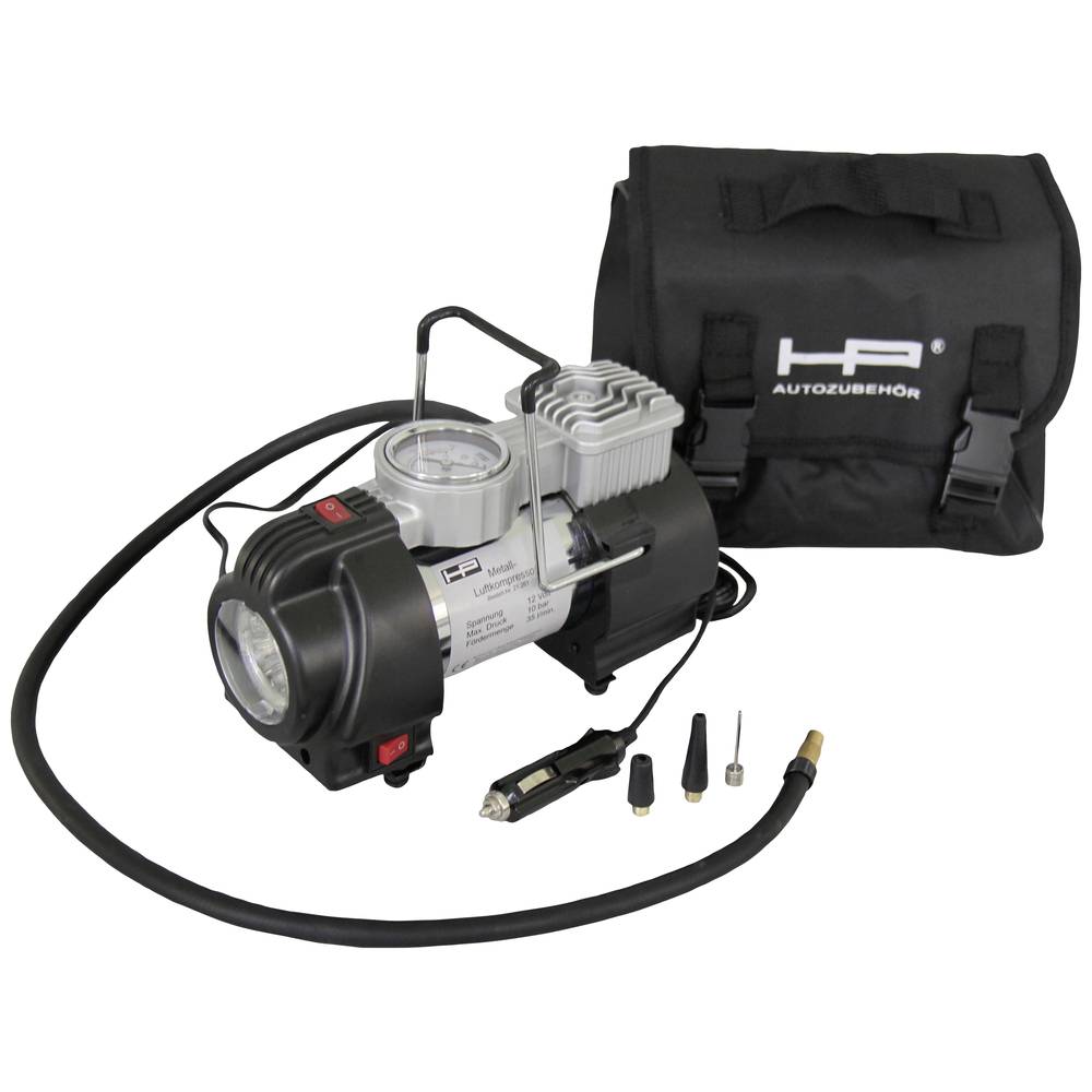 hpautozubehör HP Autozubehör Compressor 10 bar Analoge Manometer, Opbergbox/tas