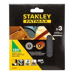 Stanley - 3 125 -mm -Netz -Sandpapierblätter für Multilijadora, mit Klettverschluss. Getreide 120
