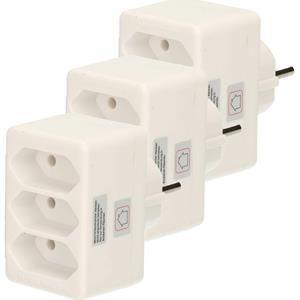 Humbert Stopcontact splitter - 3x - triple - wit - voor 3 platte stekkers - verdeelstekkers -