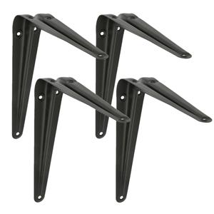 Amig Plankdrager/planksteun van metaal - 4x - gelakt zwart - H175 x B150 mm -