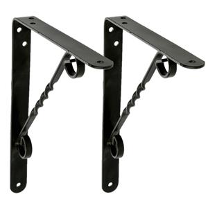 Amig Plankdrager/steun/beugel Decoratief - 2x - metaal - zwart - H200 x B150 mm - Tot 110 kg -