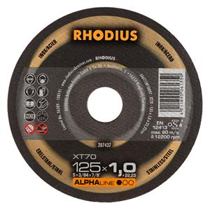Rhodius ALPHALine I XT70 Doorslijpschijf - Extra Dun - 125 X 22,23 X 1mm - RVS/Staal (100st)