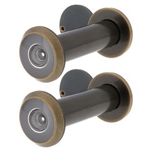 Amig deurspion/kijkgat - 2x - antiek messing - deurdikte 60 tot 85mm - 160 graden kijkhoek - 16mm -