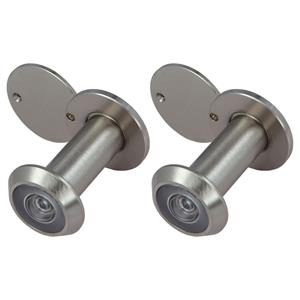 Amig deurspion/kijkgat - 2x - mat zilver - deurdikte 35-60mm - 160 graden kijkhoek - 14mm boorgat -