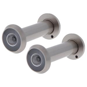 Amig deurspion/kijkgat - 2x - mat zilver - deurdikte 60-85mm - 160 graden kijkhoek - 16mm boorgat -