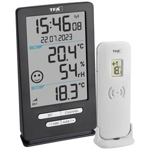 TFA Dostmann Funk-Thermometer XENA HOME Draadloze thermometer digitaal Antraciet