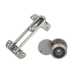 Amig deurbeveiliging set - kierstandhouder met deurspion - mat zilver - deurdikte 15 tot 25mm -