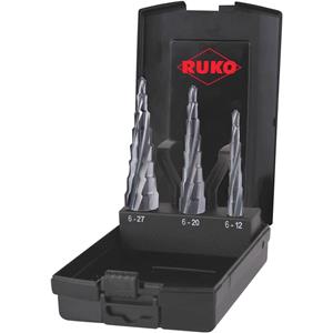 RUKO 101087PRO Getrapteboorset 3-delig 6 - 12 mm, 6 - 20 mm, 6 - 27 mm HSS 3 vlakken schacht 1 set(s)