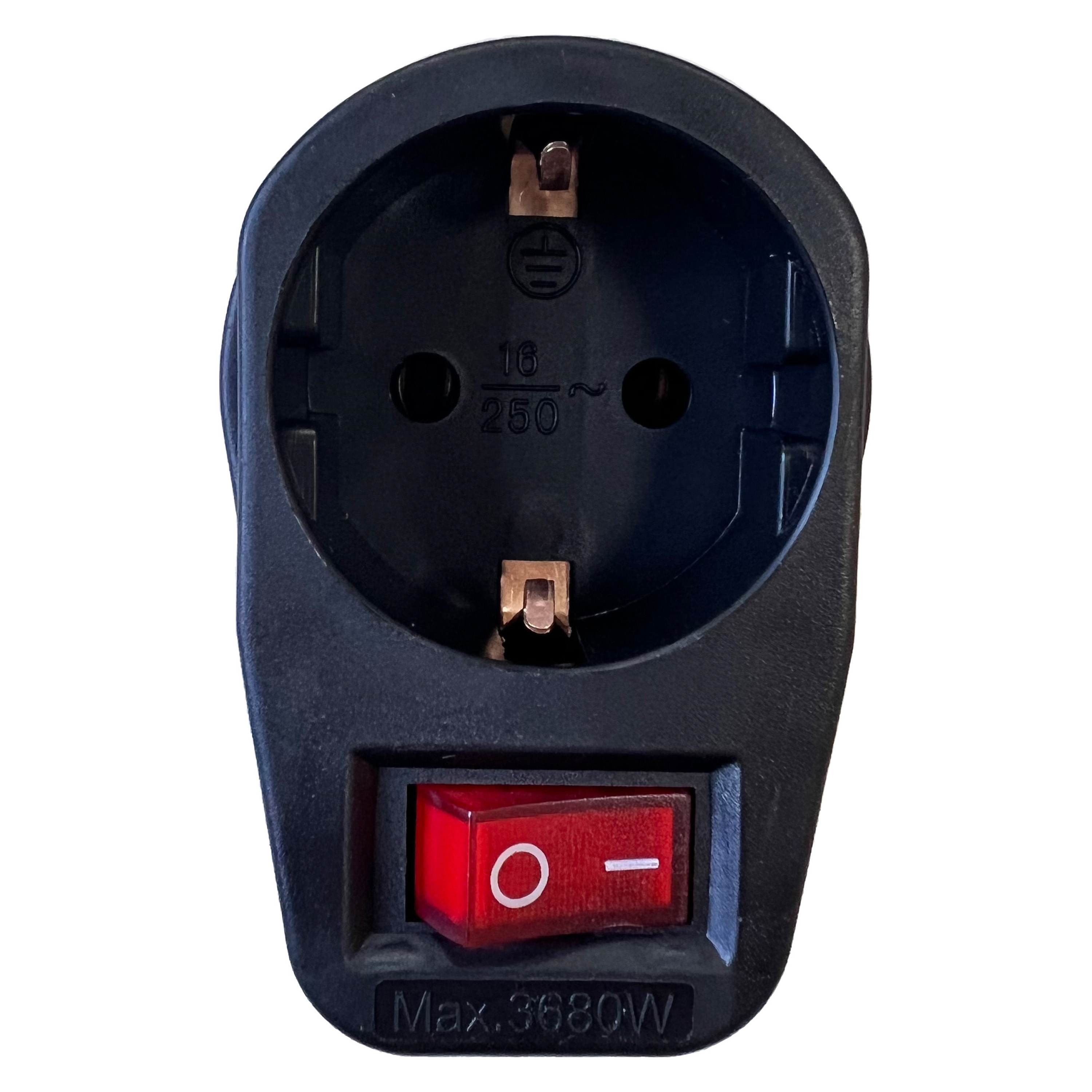 Benson Stopcontact adapter - zwart - met randaarde en schakelaar - verdeelstekkers -