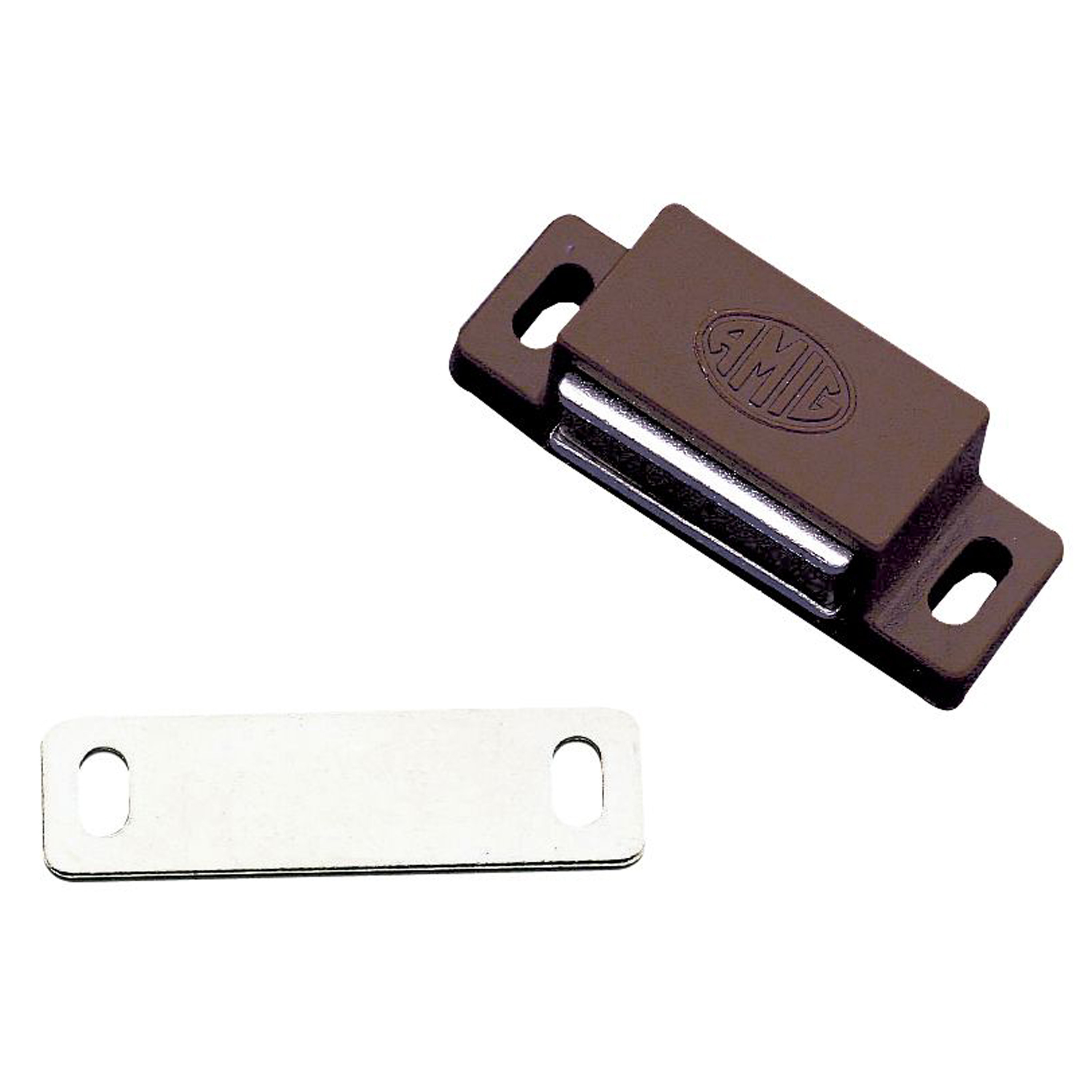 AMIG magneetsnapper/deurmagneet - 2 stuks - bruin - 4.3 x 1.45 x 1,2 cm - 3 kg -
