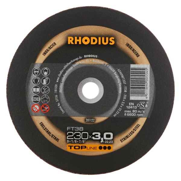 Rhodius 201122 FT38 TOPline Lll Doorslijpschijf Conventioneel 230 X 22,23 X 3mm (25 St)