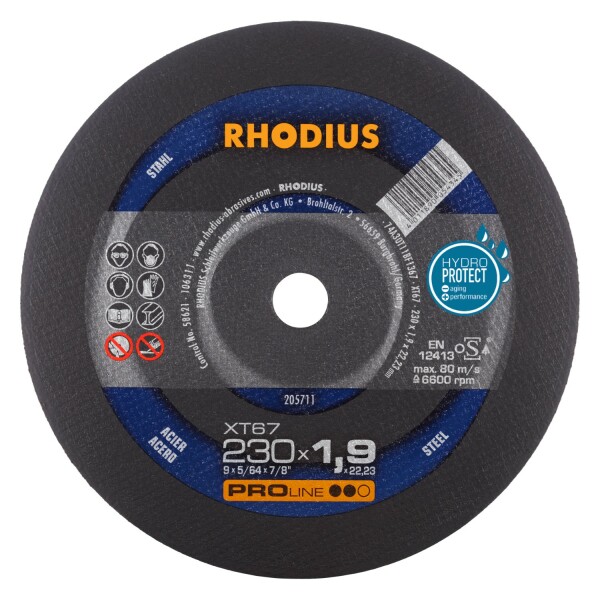 Rhodius 205711 XT67 PROline Ll Doorslijpschijf Extra Dun 230 X 22,23 X 1,9mm (25 St)