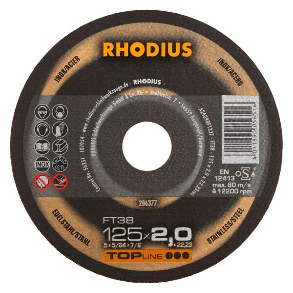 Rhodius 210763 FT38 TOPline Lll Doorslijpschijf Conventioneel 125x2,5x22,23 (25 St)