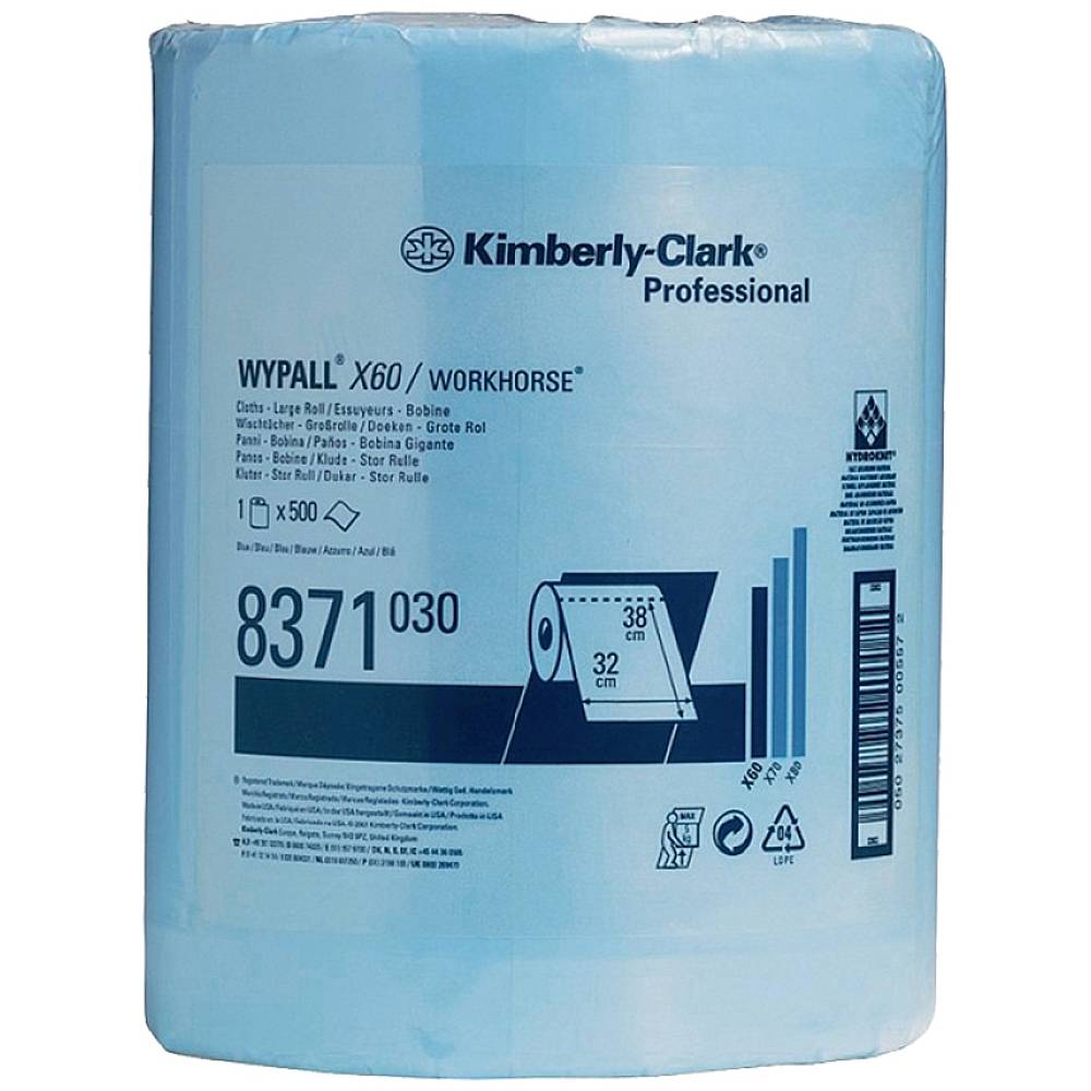 kimberlyclark Kimberly Clark Wischtuch WYPALL X60 8371 L380xB315ca.mm blau 1-lagig,perforiert,geprägt 8371 Anzahl