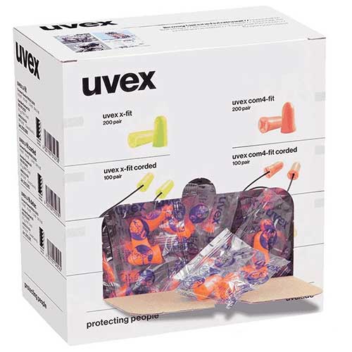 Uvex Com4-fit schuimen oordoppen - 200 paar in doos | Schuimen oordopjes  33 dB Comfortabel, ook bij langer gebruik