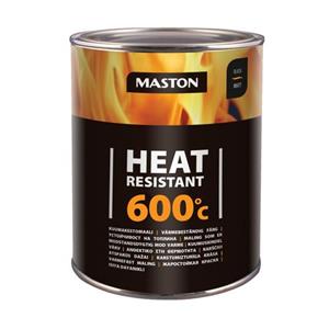 Maston Heat Resistant 600°c - Mat - Zwart - Hittebestendige Verf - 1 Liter