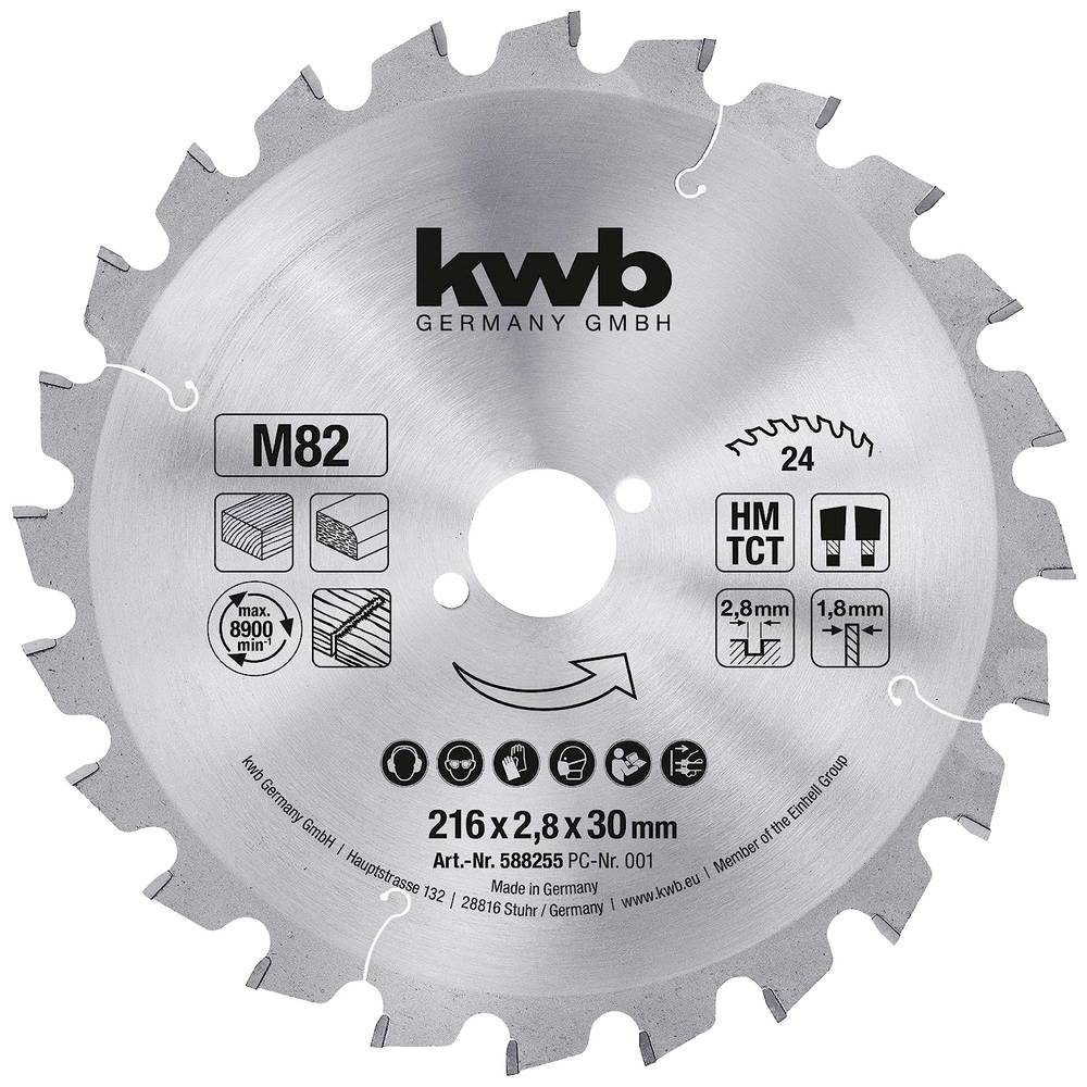 Kwb 588255 Cirkelzaagblad 216 x 30 mm 1 stuk(s)