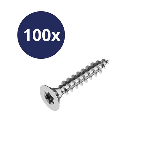 Yachtsupplier Spaanplaatschroef Rvs A2 6,0x80mm Torx 25 Verpakt Per 100 Stuksprijs Per 100 Stuks