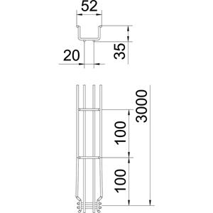 OBO Bettermann 6000054 Rastergoot (l x b x h) 3000.00 x 50.00 x 35.00 mm per meter