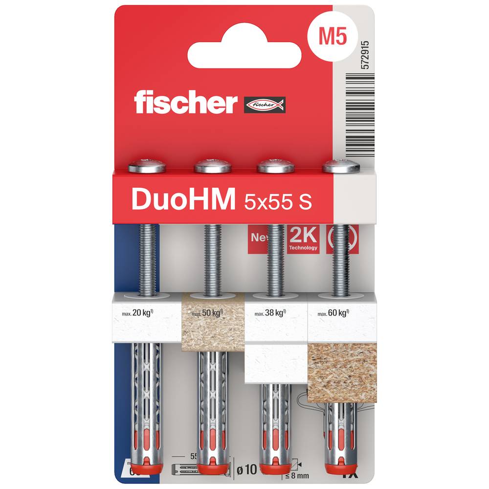 Fischer DuoHM 5x55 S PH TX Hollewandplug 55 mm 572915 4 stuk(s)