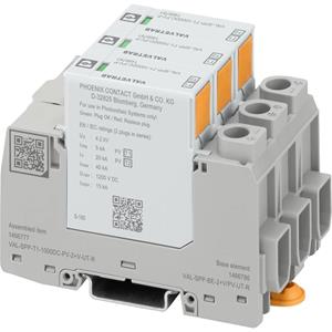 Phoenix Contact 1466777 VAL-SPP-T1-1000DC-PV-2+V-UT-R Overspanningsafleider Overspanningsbeveiliging voor: Verdeelkast 40 kA 1 stuk(s)