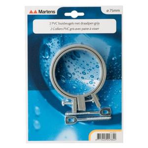 Martens Buisbeugel Met M6-pen - Pvc - Grijs - Ø75mm - 2 Stuks