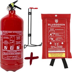 Anaf & Technosafety Technosafety Brandblusser Poeder Set Abc 3 Kg En Blusdeken 100 X 100 Cm – Met Wandhouder