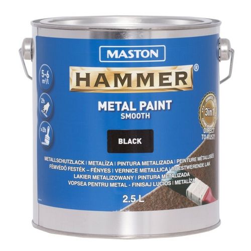 Maston Hammer - Metaalverf - Zwart - Smooth - 2 5 Liter