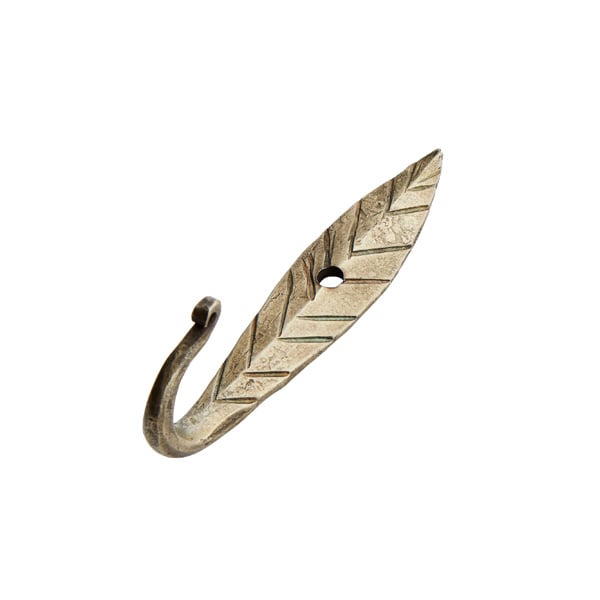 Madam Stoltz-collectie Wandhaak veer hand gesmeed brass 7,5 cm