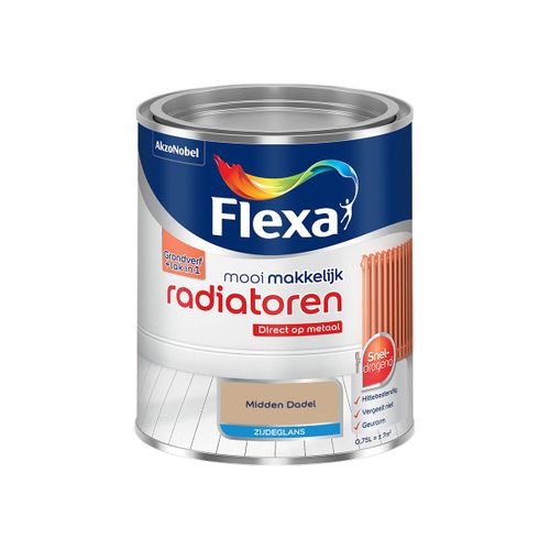 Flexa  Mooi Makkelijk Radiatoren Zijdeglans - Midden Dadel - Meng - 750 Ml