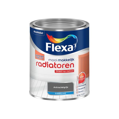 Flexa  Mooi Makkelijk Radiatoren Zijdeglans - Antracietgrijs - Strak & Easycare - 750 Ml